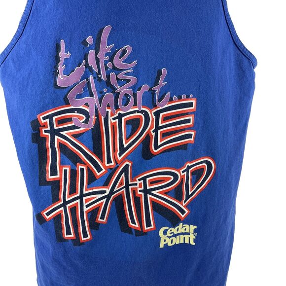 Vintage Coaster Gear Cedar Point Life Is Short Graphic Tank Top Sz L Made In USA - Picture 2 of 7